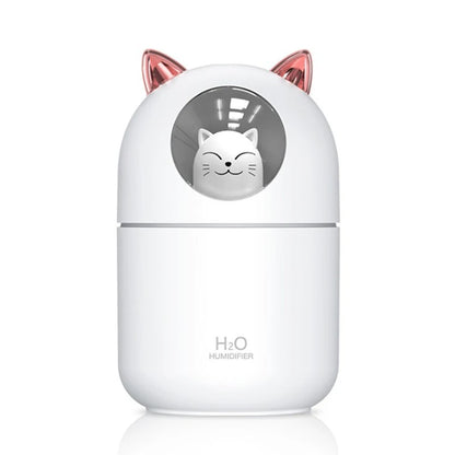 300ML Cute Cat Air Humidifier – Ultra-Silent USB Aromatherapy Mist Spray for Office, Bedroom, Car & Home with LED Cool Mist - SORAVA