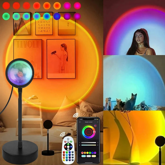 Smart Sunset Lamp – Tuya LED Night Light with USB, RGB & Smart Life App, Remote Control Projection for Room Decor, Photography & Festivals - SORAVA