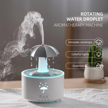 Cloud Rain Humidifier – Raindrop Aroma Essential Oil Diffuser with Remote, Night Light & Desktop Water Drop Sound for Home - SORAVA