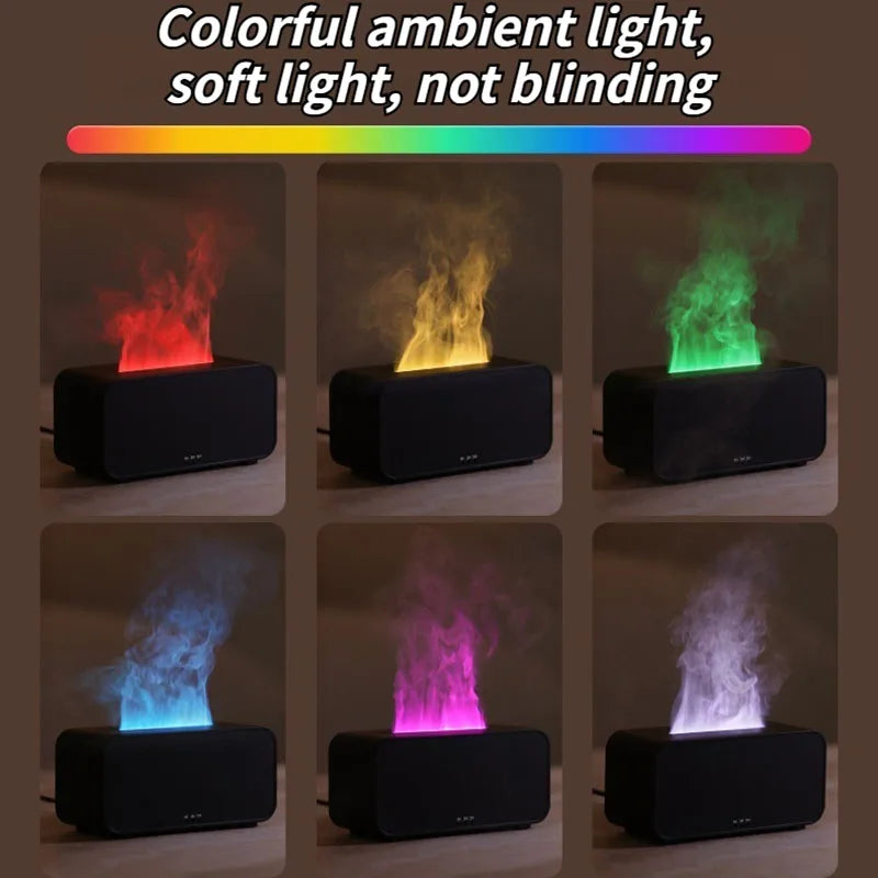 Mini Flame Humidifier – Ultrasonic Aroma Diffuser with Colorful Atmosphere Light, Timer & Auto Shut-Off for Home/Office - SORAVA