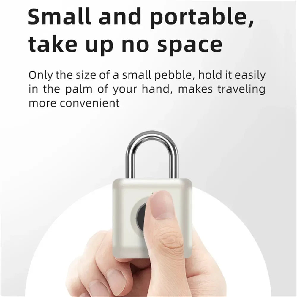 Smart Mini Fingerprint Padlock – Quick Unlock, Keyless USB Rechargeable Lock for Doors, Luggage & Cases - SORAVA