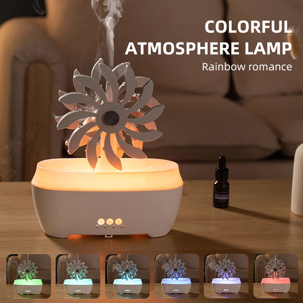 300ml Windmill Humidifier – Creative Raindrop Essential Oil Diffuser with Ultrasonic Heavy Mist, Remote Control & Automatic Aromatherapy - SORAVA