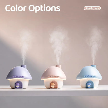 Mini Cartoon Mushroom Air Humidifier – 300ml Ultrasonic Essential Oil Diffuser with Colorful LED Lights for Home - SORAVA
