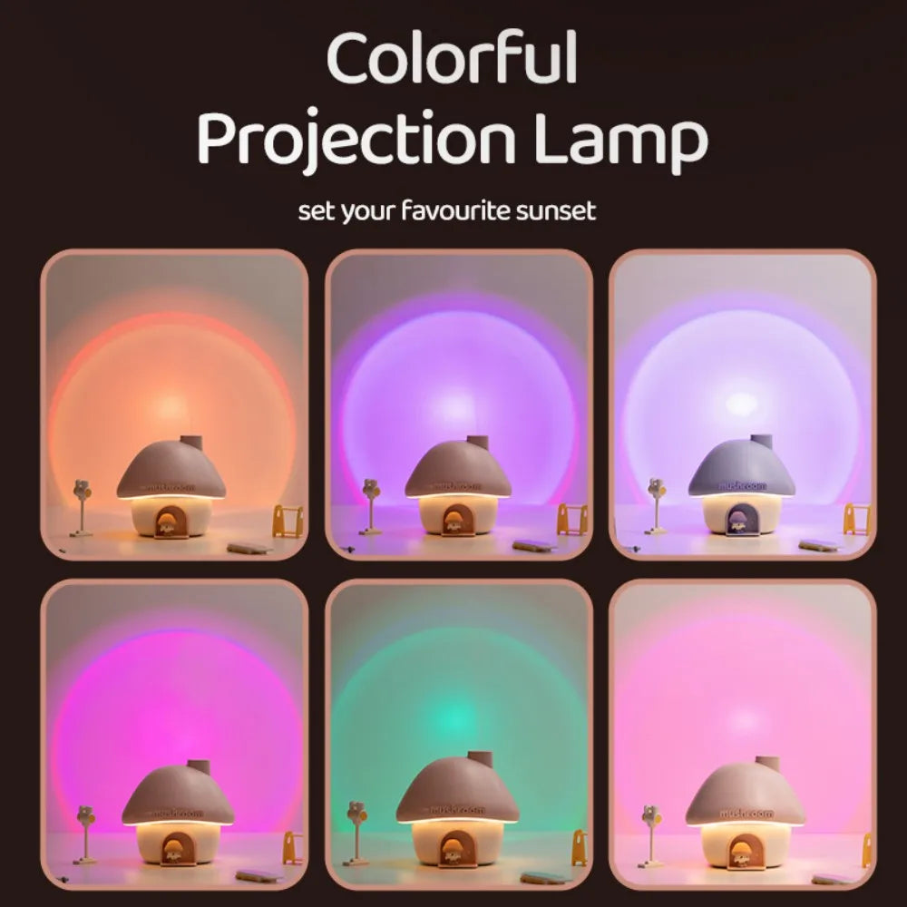 Mini Cartoon Mushroom Air Humidifier – 300ml Ultrasonic Essential Oil Diffuser with Colorful LED Lights for Home - SORAVA
