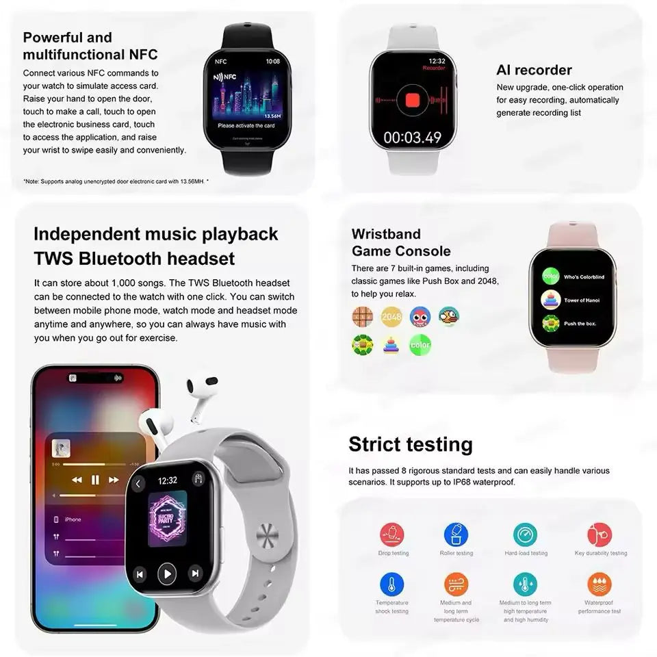 2025 New For Apple GPS Watch 10 Smart Watch Men HD AMOLED Memory Music 3D Surround Bluetooth Call Waterproof Smartwatch Woman