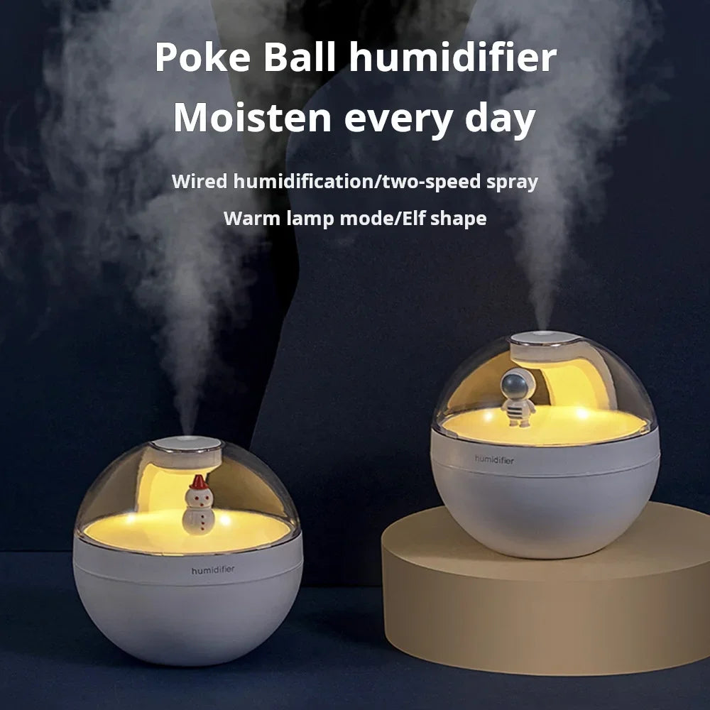 Poke Ball Humidifier – USB Aromatherapy Diffuser with Night Light, Two Spray Modes & Decorative Elf Figurine - SORAVA