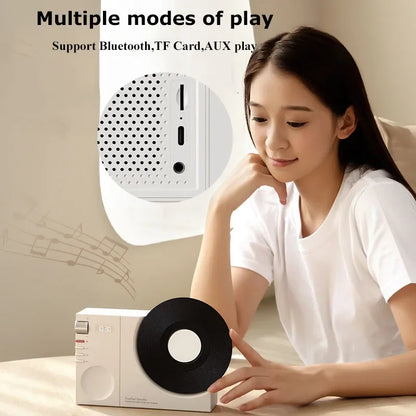 Mini Retro Bluetooth 5.3 Speaker – Wireless HiFi Music Box with AUX, TF Card, Clock Display & Retro Sound - SORAVA