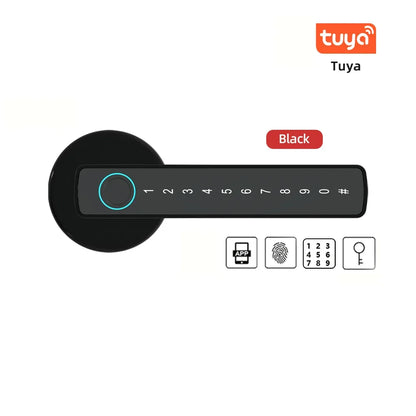Tuya Smart Fingerprint Door Lock – Electronic Indoor Lock with Password, Key, App & Bluetooth Unlock for Bedroom or Bathroom - SORAVA