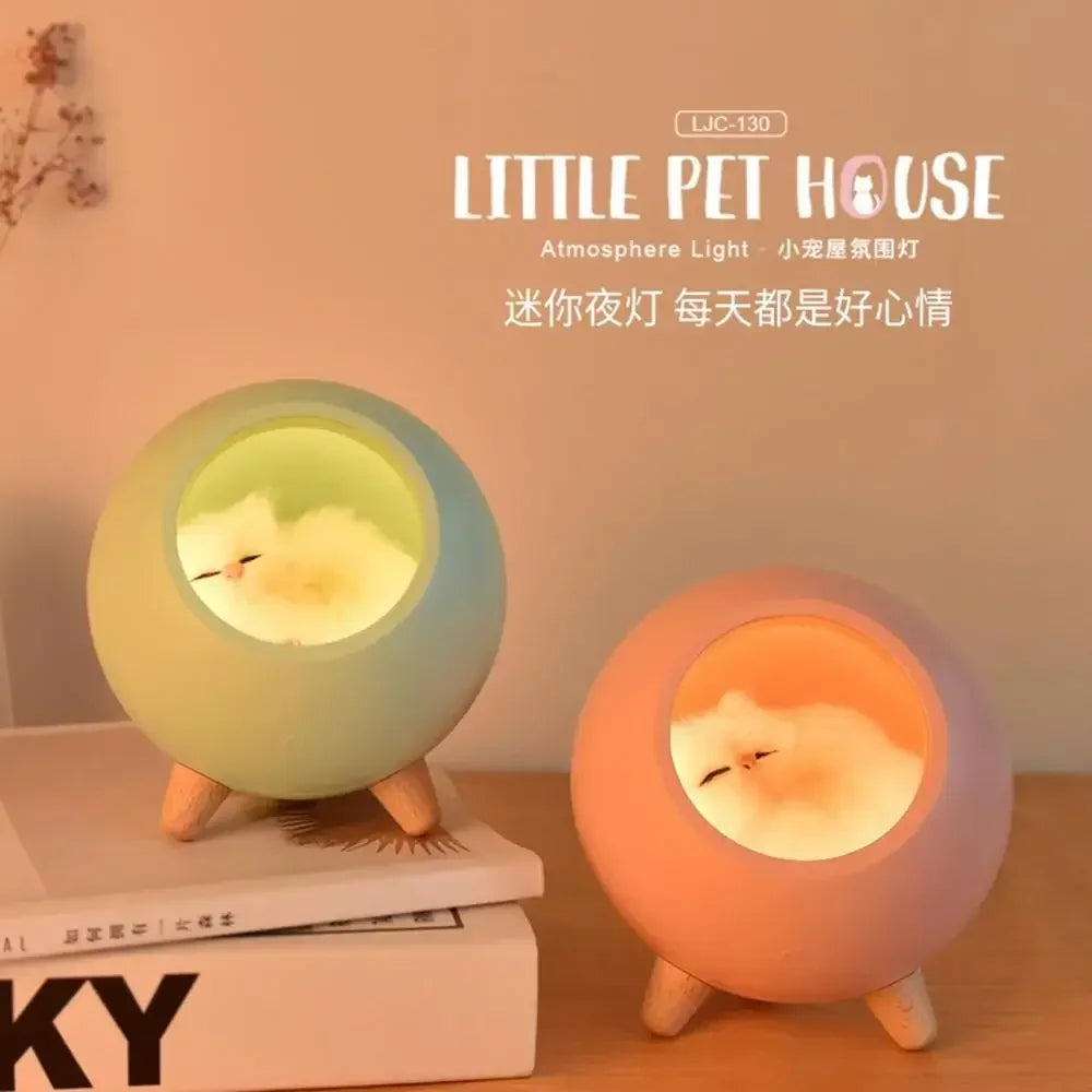 Cute Cat Night Light Bed – USB Rechargeable Kitten House with Touch Control & Cozy Atmosphere Lighting - SORAVA