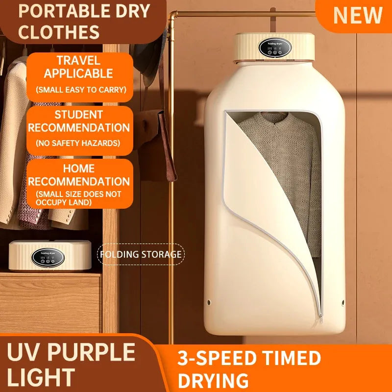 Foldable Electric Clothes Dryer – Portable 600W Travel Warm Air Laundry Dryer with Smart Drying & UV Sterilization, 110V/220V - SORAVA