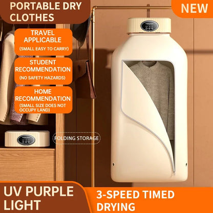 Foldable Electric Clothes Dryer – Portable 600W Travel Warm Air Laundry Dryer with Smart Drying & UV Sterilization, 110V/220V - SORAVA