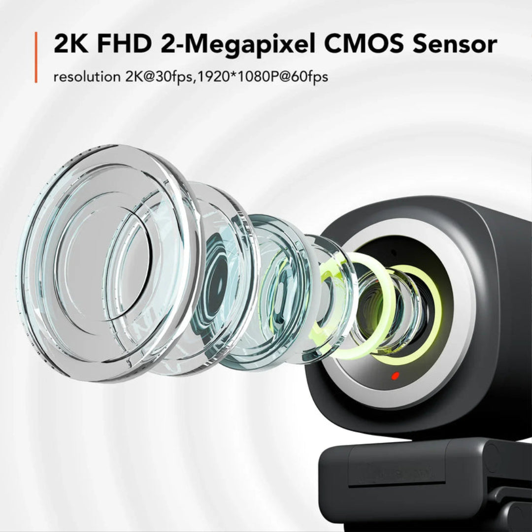 1080P USB Webcam – 60FPS with AI Noise-Canceling Microphone, Auto Focus, Plug-and-Play PC Camera