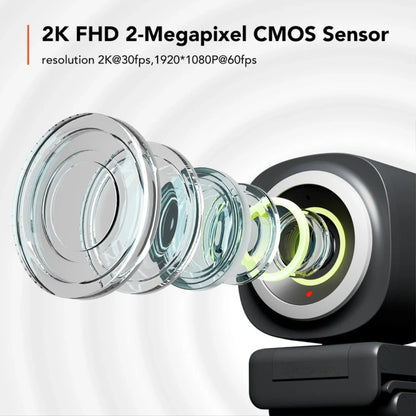 1080P USB Webcam – 60FPS with AI Noise-Canceling Microphone, Auto Focus, Plug-and-Play PC Camera