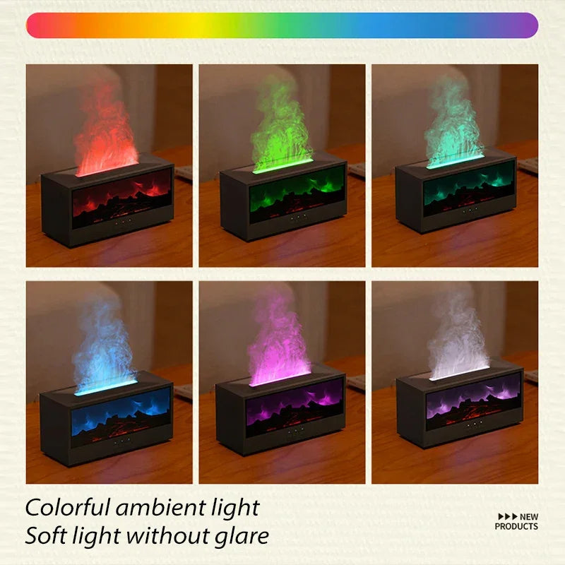 Mini Flame Humidifier – Ultrasonic Aroma Diffuser with Colorful Atmosphere Light, Timer & Auto Shut-Off for Home/Office - SORAVA
