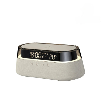 6-in-1 Smart Alarm Clock – 15W Wireless Charger, Bluetooth Speaker, FM Radio, Dual Alarm, USB Charging Port & RGB Night Light - SORAVA