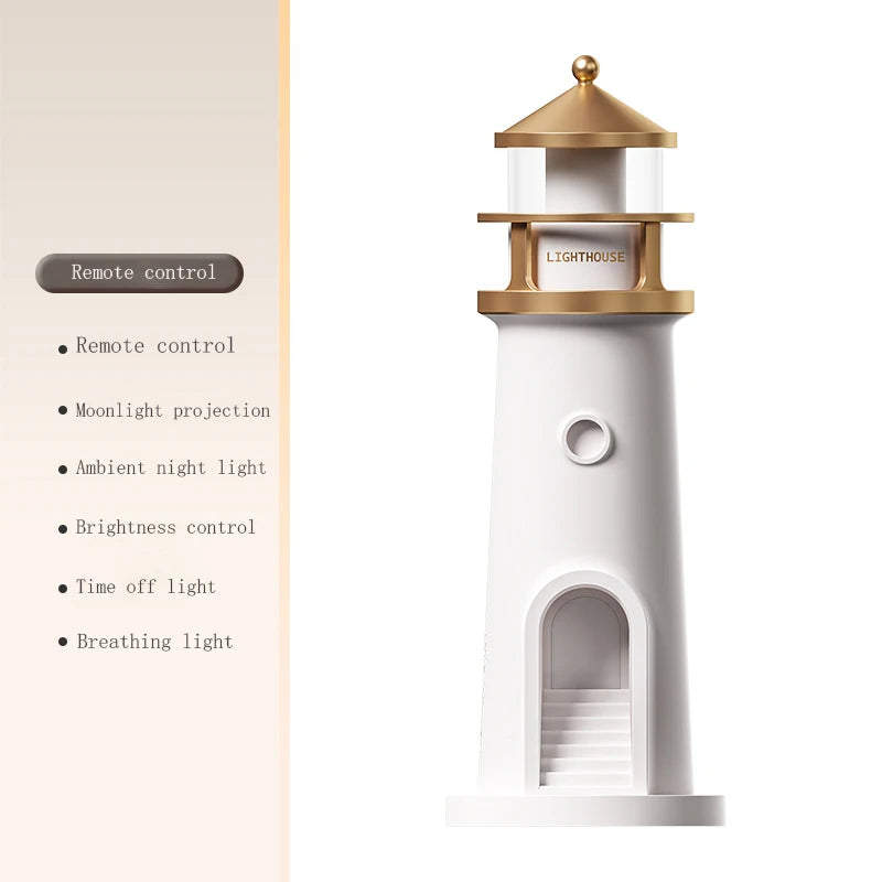 Moon Lamp Projection Night Light – Lighthouse Design with Remote, Bluetooth Music & Motion Sensor, Perfect Xmas & Birthday Gift - SORAVA