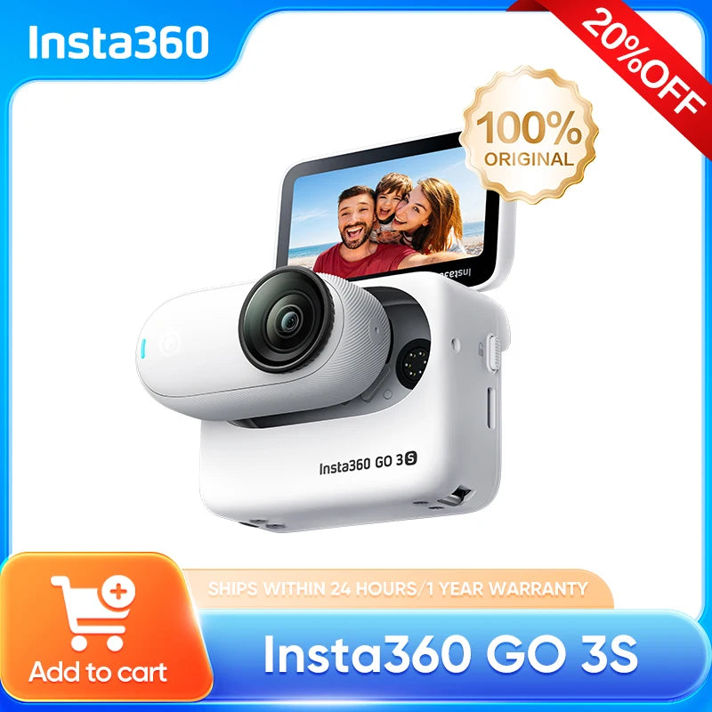 Insta360 GO 3S 4K Tiny Camera – Portable Hands-Free POV Camera with Stabilization, Mount Anywhere for Action & Travel