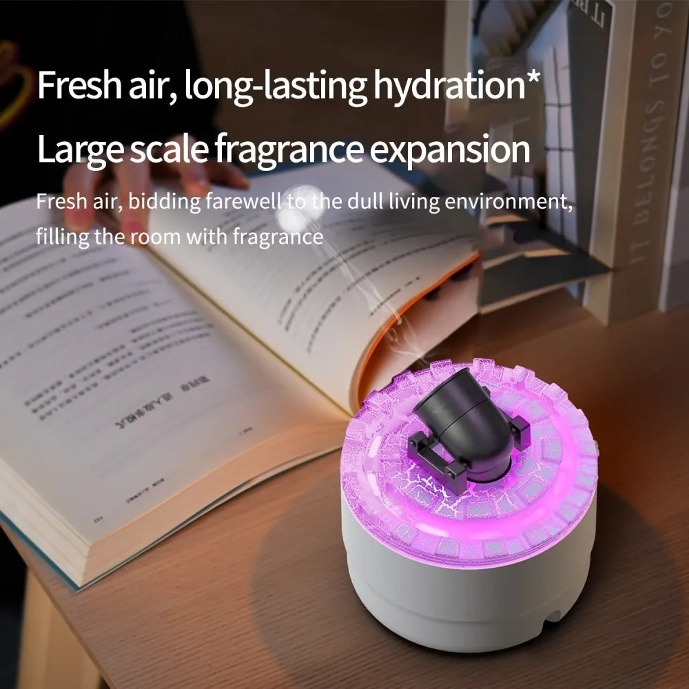 Ultrasonic Air Humidifier & Essential Oil Diffuser – Retro Ship Design with Jellyfish Spray Effect, 7-Color LED Night Light - SORAVA