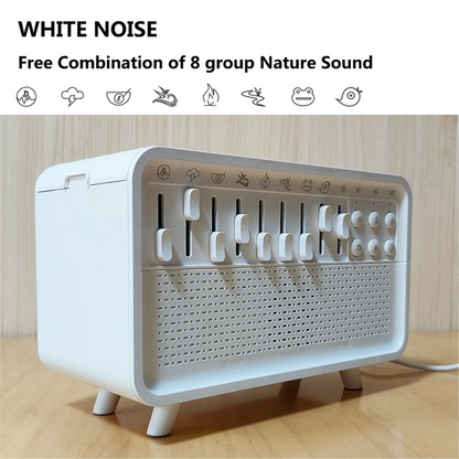 White Noise Machine & Aroma Diffuser – Humidifier with 8 Adjustable Sounds, Night Light & Bluetooth Speaker for Home Relaxation - SORAVA