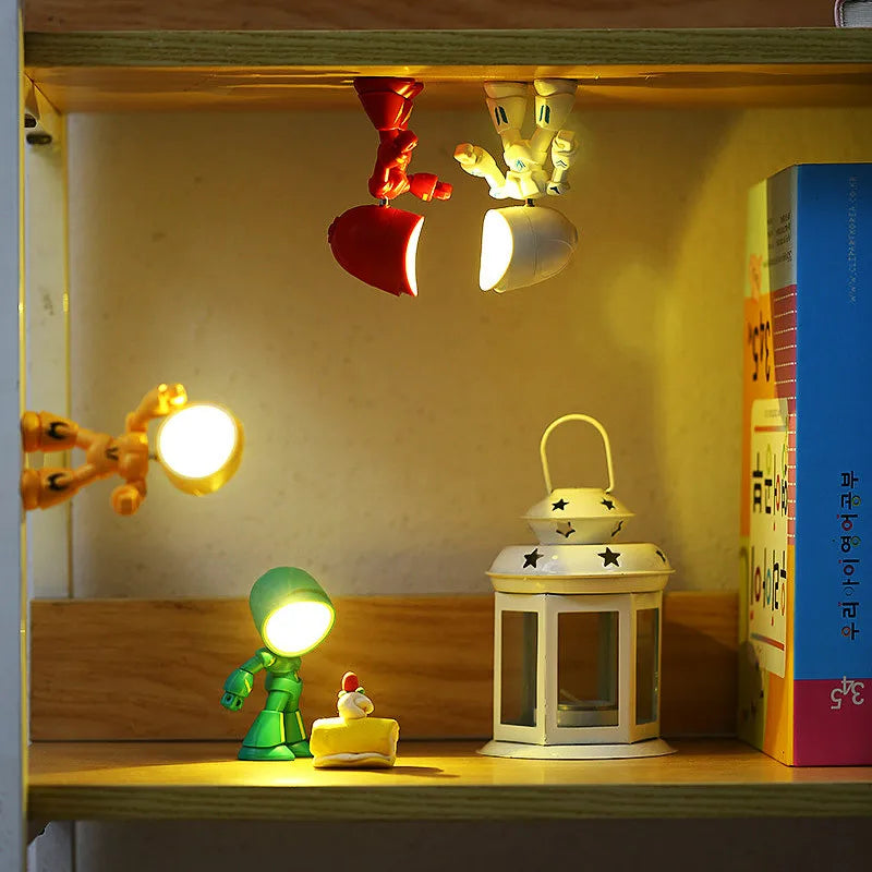 Mini Cartoon LED Table Lamp – Cute Folding Night Light with Adjustable Angle, Eye Protection, Battery Powered - SORAVA
