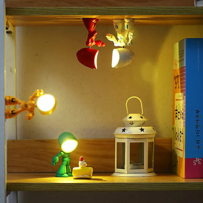 Mini Cartoon LED Table Lamp – Cute Folding Night Light with Adjustable Angle, Eye Protection, Battery Powered - SORAVA