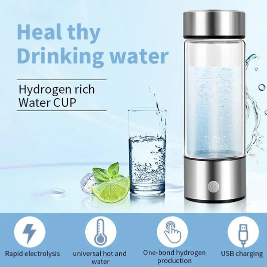 Rich Hydrogen Oxygen Water Cup – H2 Inhalation Device & Dual-Chamber PEM Ionizer Bottle for Healthy Hydration - SORAVA