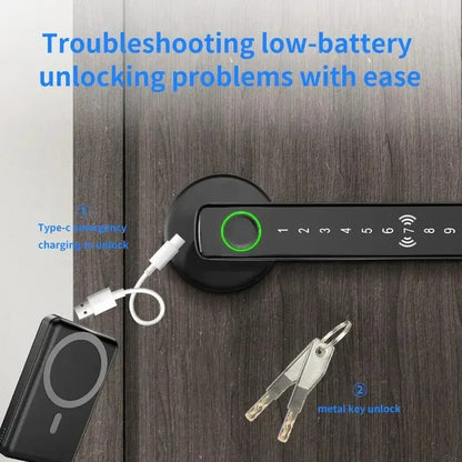 Tuya Smart Fingerprint Door Lock – Electronic Indoor Lock with Password, Key, App & Bluetooth Unlock for Bedroom or Bathroom - SORAVA
