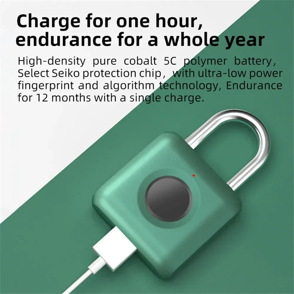 Smart Mini Fingerprint Padlock – Quick Unlock, Keyless USB Rechargeable Lock for Doors, Luggage & Cases - SORAVA