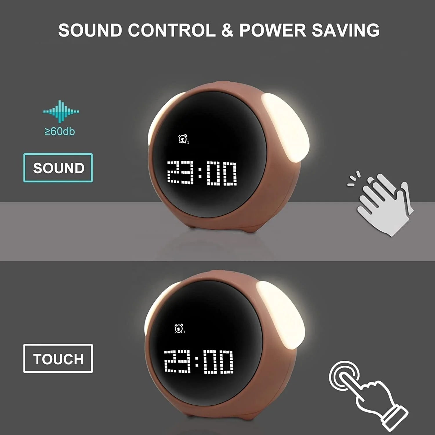 Cute Cartoon Digital Alarm Clock for Kids – Emotion Display Table Clock with Night Light - SORAVA