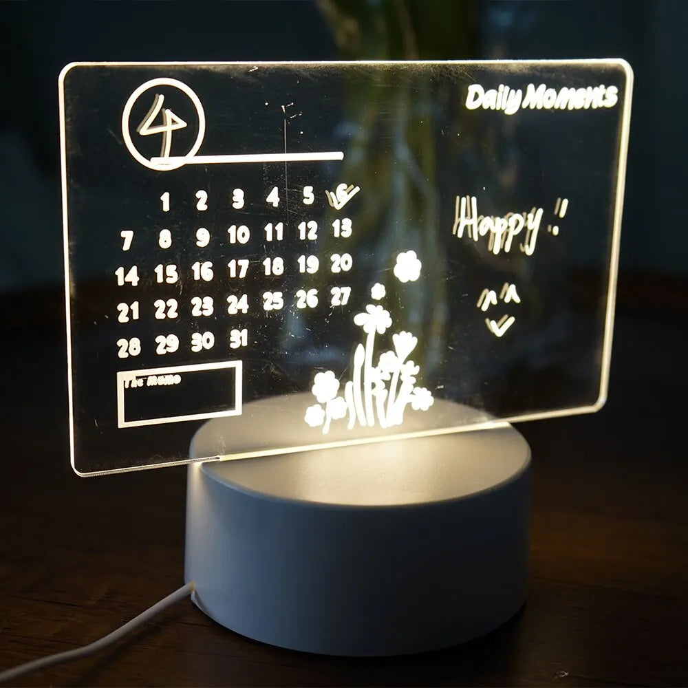 Creative LED Note Board Night Light – USB Rewritable Message Board with Warm Soft Light for Kids, Girlfriend & Room Decoration - SORAVA