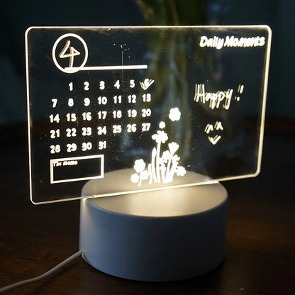 Creative LED Note Board Night Light – USB Rewritable Message Board with Warm Soft Light for Kids, Girlfriend & Room Decoration - SORAVA