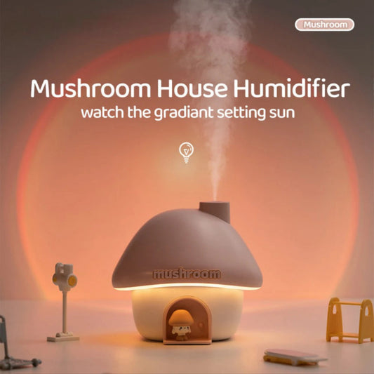 Mini Cartoon Mushroom Air Humidifier – 300ml Ultrasonic Essential Oil Diffuser with Colorful LED Lights for Home - SORAVA