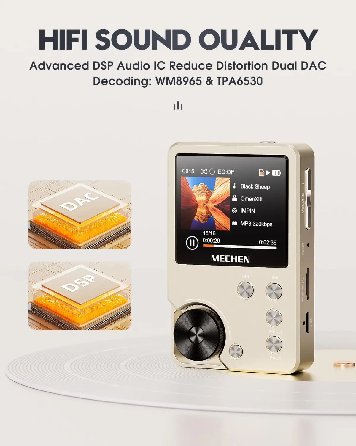HiFi Lossless MP3 Player – High Quality Music Player with 64GB Card, Supports Up to 256GB Storage for Superior Audio - SORAVA