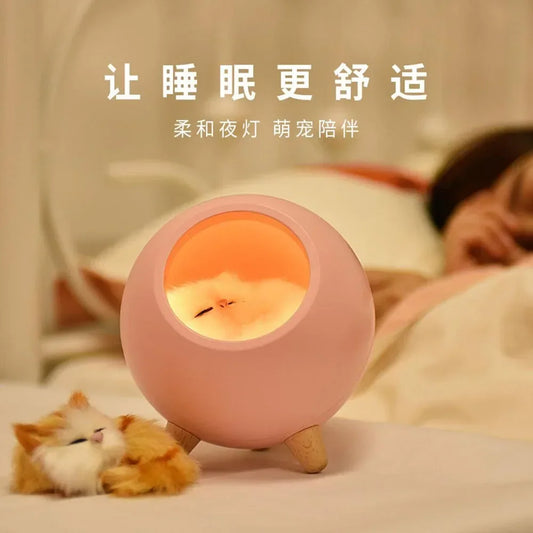 Cute Cat Night Light Bed – USB Rechargeable Kitten House with Touch Control & Cozy Atmosphere Lighting - SORAVA