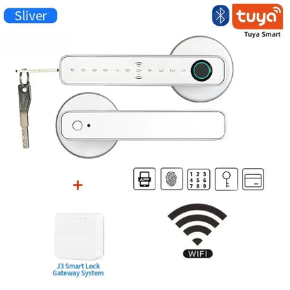 Tuya Smart Fingerprint Door Lock – Electronic Indoor Lock with Password, Key, App & Bluetooth Unlock for Bedroom or Bathroom - SORAVA