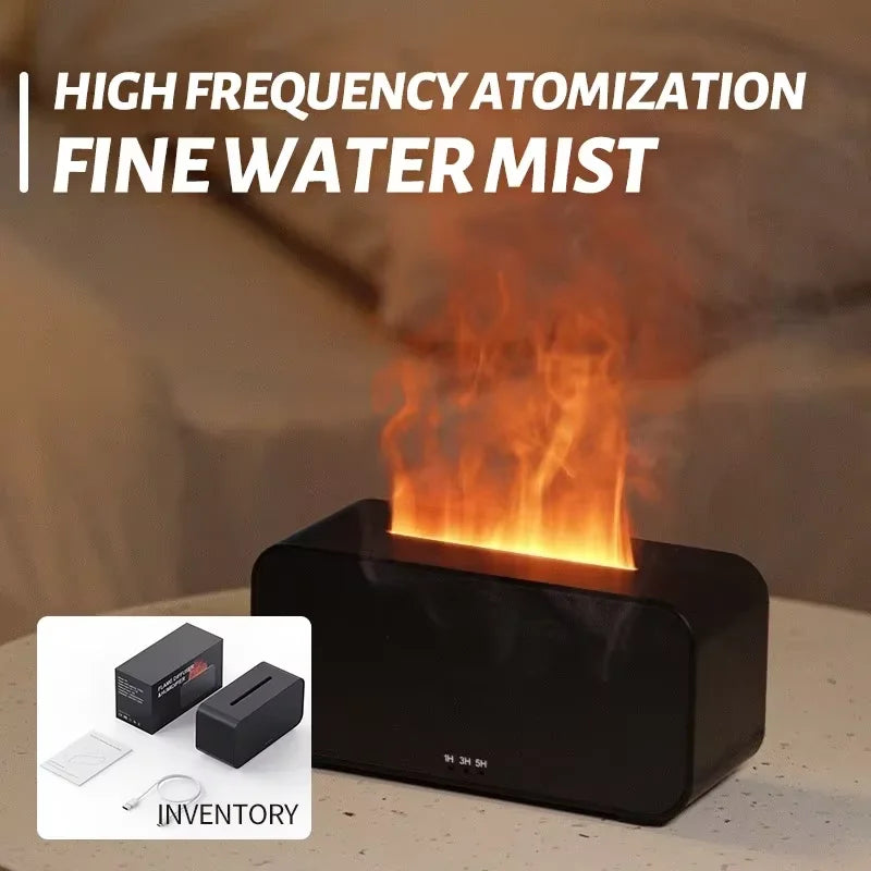 Mini Flame Humidifier – Ultrasonic Aroma Diffuser with Colorful Atmosphere Light, Timer & Auto Shut-Off for Home/Office - SORAVA