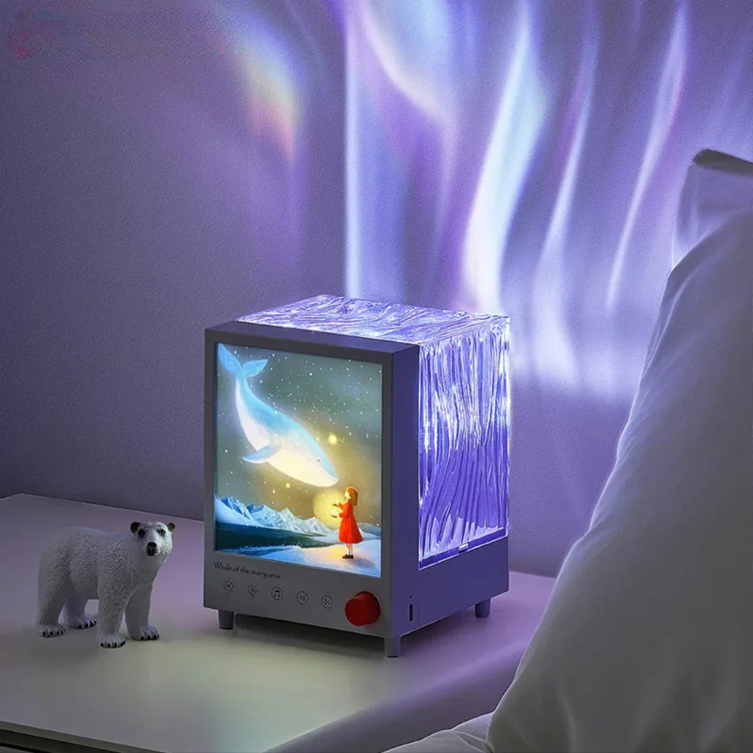 Aurora Box Projector Night Light – Bluetooth Ambient Lamp with White Noise, Stepless Dimming for Bedroom Decor - SORAVA