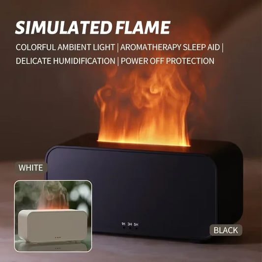 Mini Flame Humidifier – Ultrasonic Aroma Diffuser with Colorful Atmosphere Light, Timer & Auto Shut-Off for Home/Office - SORAVA